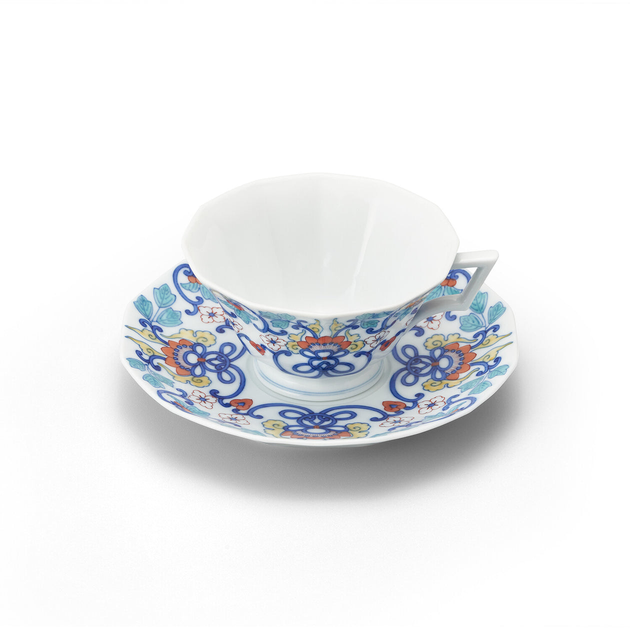 鍋島 色絵唐花 十二角紅茶碗皿 | 畑萬陶苑 ONLINE SHOP