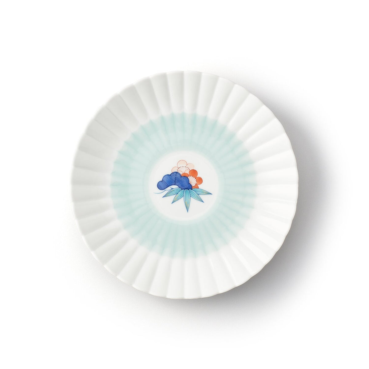 青磁掛分 松竹梅文 菊割6.5寸皿 | 畑萬陶苑 ONLINE SHOP
