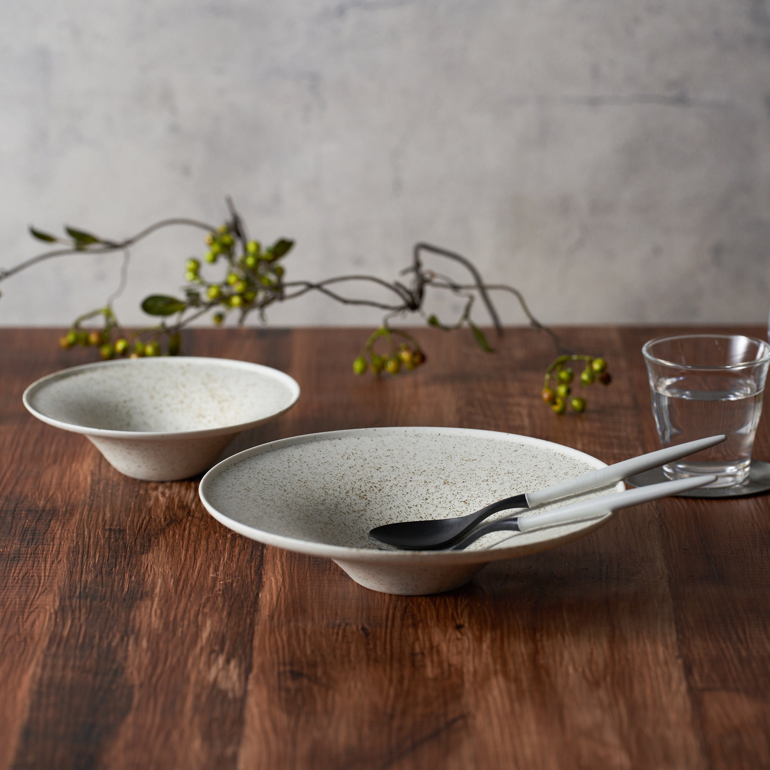Bowl with rim Ф24.5cm -Nashiji White- | 畑萬陶苑 ONLINE SHOP
