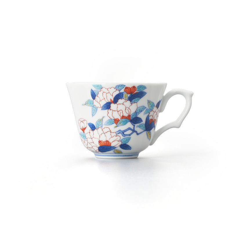 鍋島 花柘榴文 木瓜珈琲碗皿 | 畑萬陶苑 ONLINE SHOP