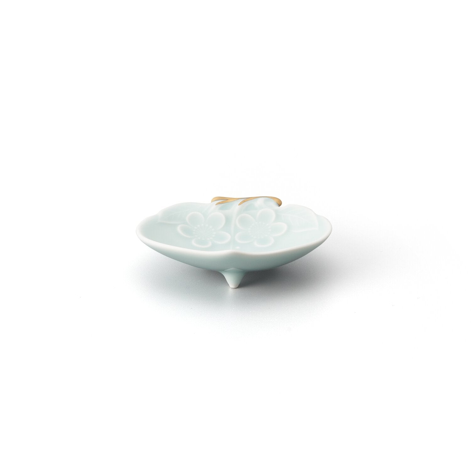 モイスト青磁 金彩 桃三ツ足小皿 | 畑萬陶苑 ONLINE SHOP