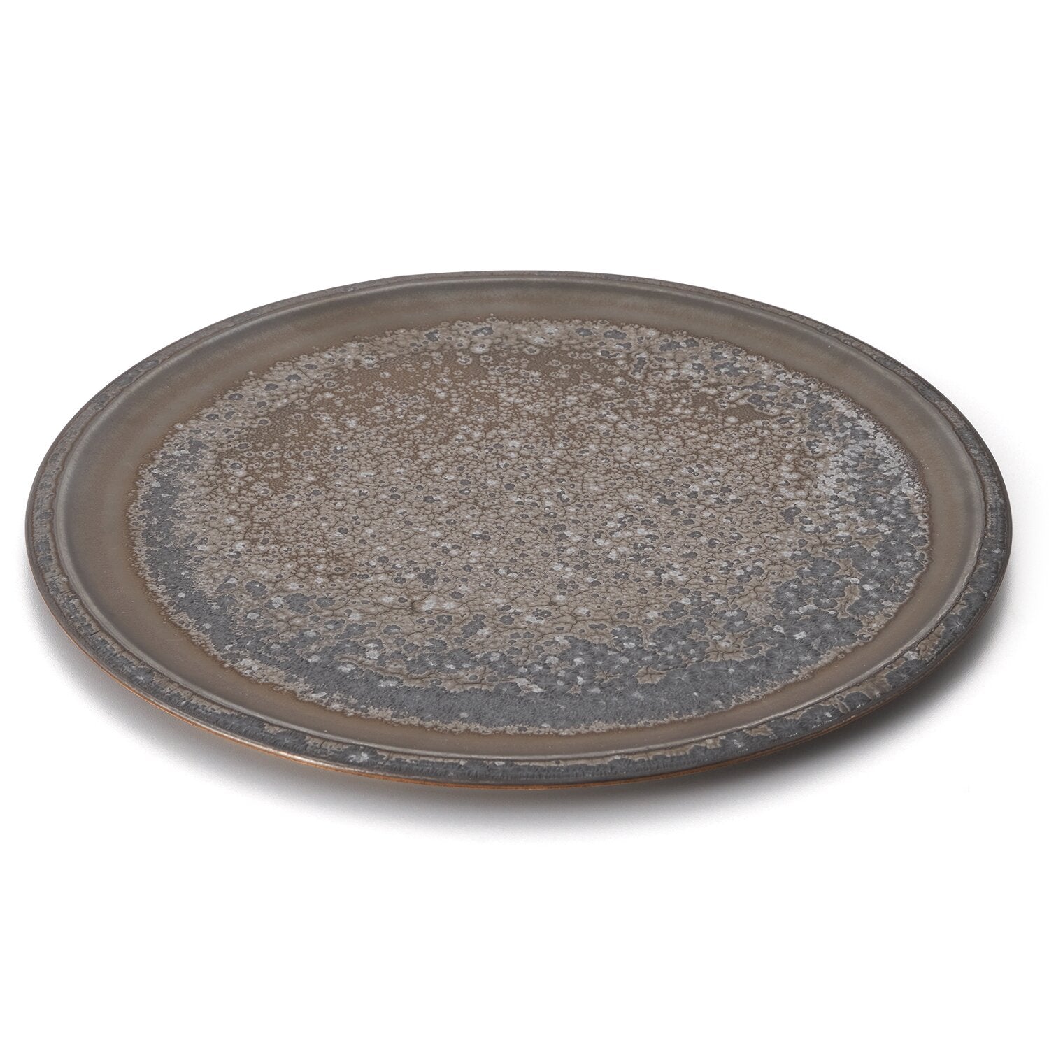 Flat plate with rim ⌀30cm -Black Rough- | 畑萬陶苑 ONLINE SHOP